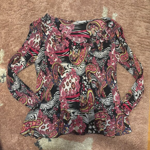 Alberto Makali Tops - Vintage Alberto Makali Sz 1X Crinkled Stretch Art-to-Wear Funky V-Neck Sheer Top